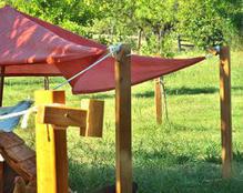 cool portable chicken coop and fence post set for shade sail in summer time